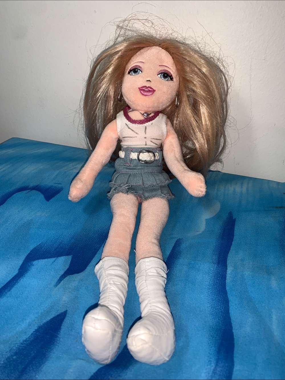 TY Bratz Plush Fashion Doll in Blonde with Denim Skirt and White Boots 14”